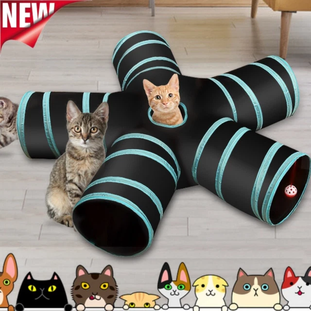 Katzentunnel 3-Wege 150cm Faltbar - Spieltunnel Für Katzen Mit Versteckmöglichkeit