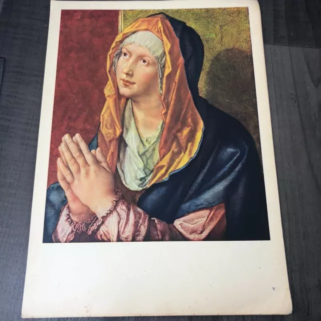 The Virgin Mary In Prayer Madonna Praying Vintage Print Durer 1940 Large