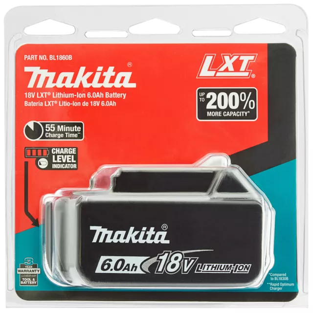 1 PACK MAKITA BL1860B-L 18V 6.0AH Li-Ion Cordless  Battery Original Package