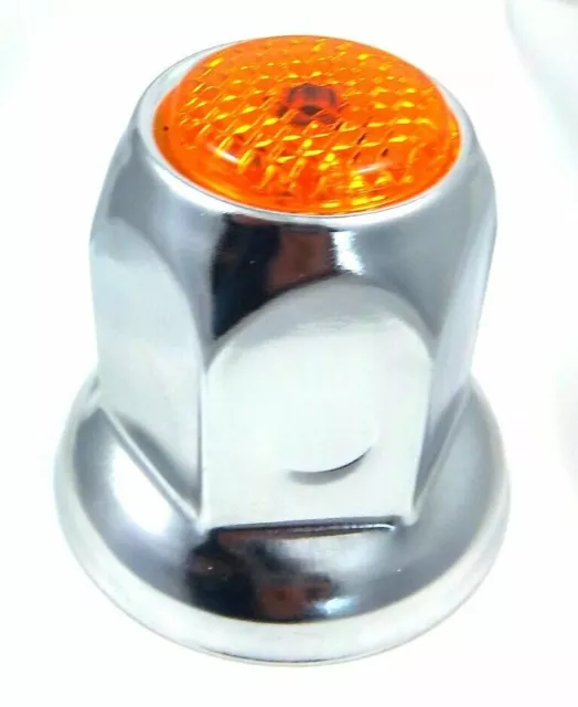 UP Lug Nut Covers 33mm Push-On Amber Reflector Chrome 2" Tall #10038 Set of 40