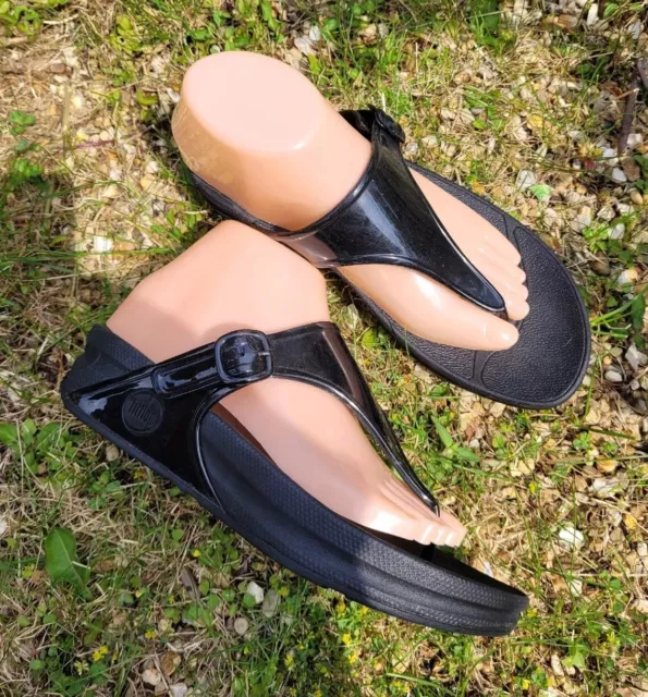 Fitflop Super Jelly Black Slip On Thong Sandal Flip Flops Size UK 6