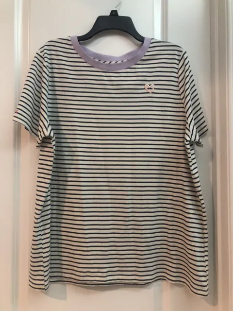 Time And Tru Share The Love Striped T-shirt Women’s Size XL(16-18) Preowned