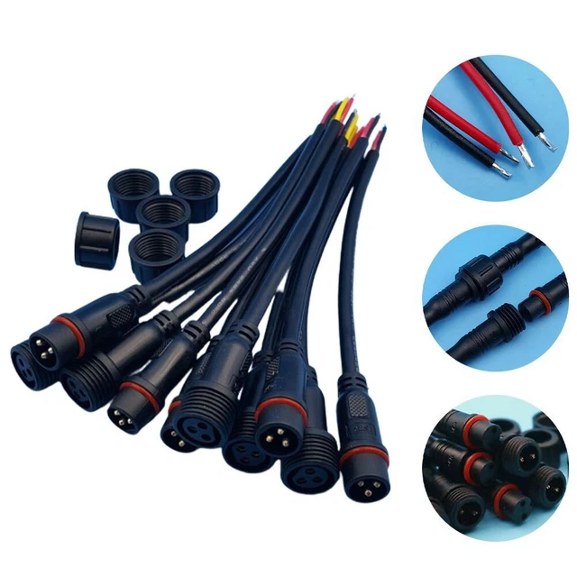 5 Pair Black/White Waterproof 2/3-Pin Wire LED Male And Female Cable Connector