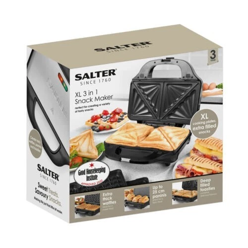 SALTER SNACK MAKER 3in1 Sandwich Toaster Waffle Maker Grill Panini
