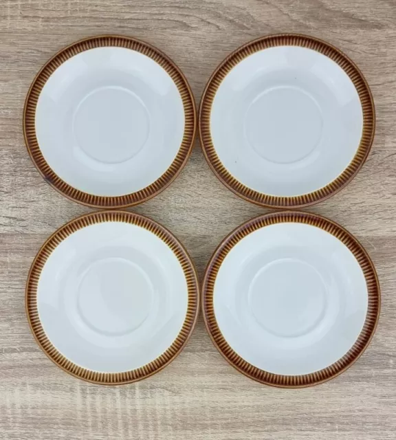 Poole Pottery Tea Cup Saucers- Set Of 4 Chestnut Pattern.