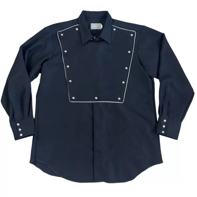 H BAR C 1970s Pearl Snap Western Black Bib Shirt California Ranchwear ...