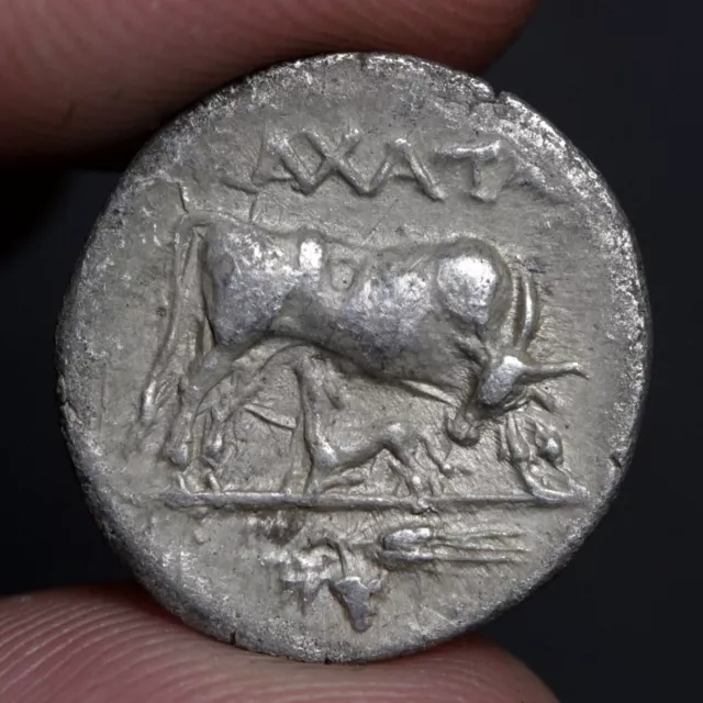Ancient Greece Silver Drachm Coin 200BC Cow Suckling Calf Illyria Dyrrhachium VF