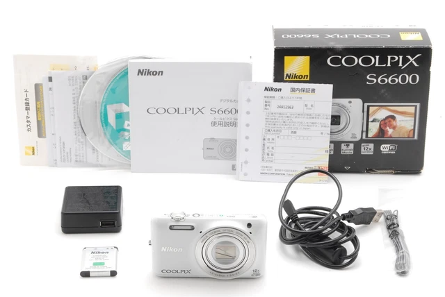 【Near Mint ++ IN BOX】Nikon COOLPIX S6600 White 16.0MP Digital Camera From JAPAN