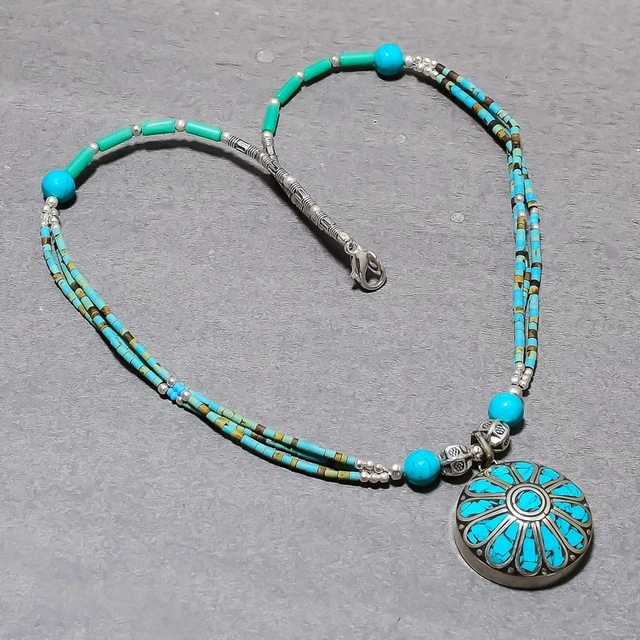 UN GRAZIOSO ARGENTO TIBETANO PUNTA DI FRECCIA COLLANA NUOVA - Foto 12