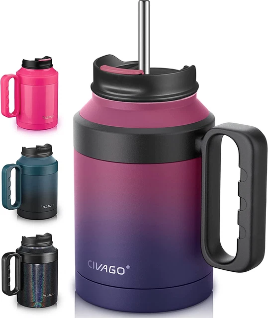50 Oz Insulated Tumbler Mug with Lid and Straw Vacuum Travel Coffee Mug with Han