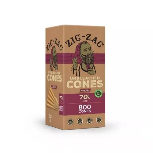 Zig-Zag Rolling Papers - 70mm Unbleached Pre Rolled Cones - 800 Pack Slow Burn