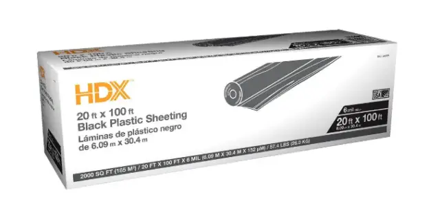 Hdx 20 Ft. X 100 Ft. Black 6 Mil Plastic Sheeting Workspace Offers Coverage New