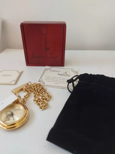 Fossil Disney Pinocchio Jiminy Cricket Gold Pocket Watch Limited Edition