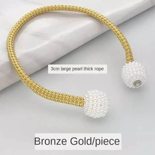 2pc  Curtain Tie Backs Magnetic Ball Buckle Holder Tieback Clips BRONZE GOLD
