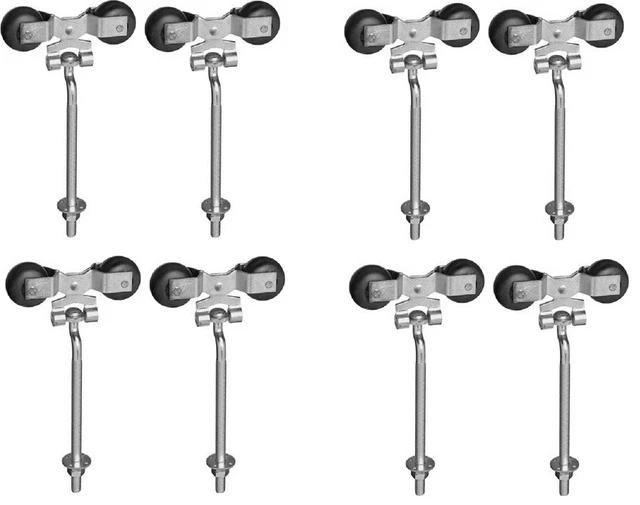 (4) Stanley Mfg N193-714  2 Packs Zinc Flexible Barn Door Rollers w Offset Bolt