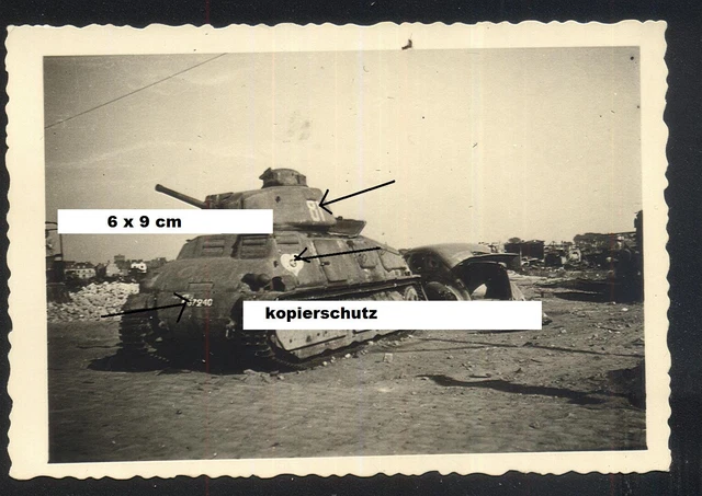 2 WK org. Foto Franz.  Panzer Tank CHAR S35 SOMUA 81  Wappen  Frankreich 1940
