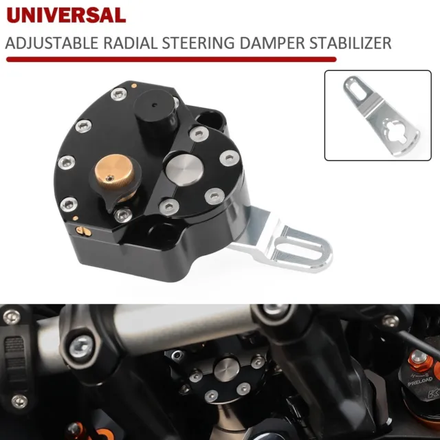 Motorcycle Adjustable Steering Damper Stabilizer Universal Reversed Safety Black