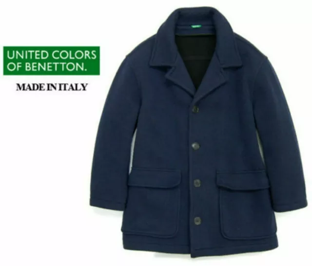 Benetton Giacca Di Lana Jacket Sakko Maglia Sakko Vintage Coat Cappotto Tweed Casa