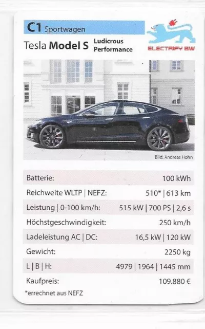 Carte N°C1 - Tesla Model S