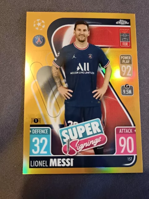 2021/22 Topps Match Attax Chrome 21/22 PSG Lionel Messi #157 Gold Parallel /50