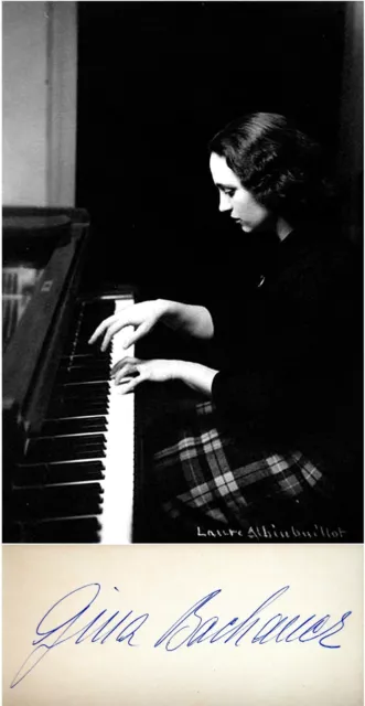 Pianist GINA BACHAUER Hand SIGNED AUTOGRAPH Piano PHOTO Decorative MAT Jewish