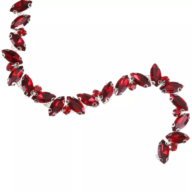 1 Yard Rhinestone Chain Trim, 10mm Shiny Crystal Chain Applique (Red)
