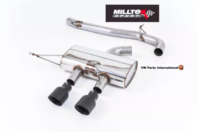 VW Golf MK6 R 2.0 TSI Milltek 3'' Race Cat Back Exhaust Black GT100 Tips Non Res