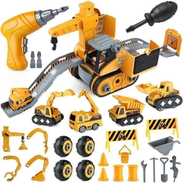 Kit 5 Pièces Véhicules Chantier à Assembler - Avec Tournevis - Jouet Construction Enfant 3+ Ans DIY