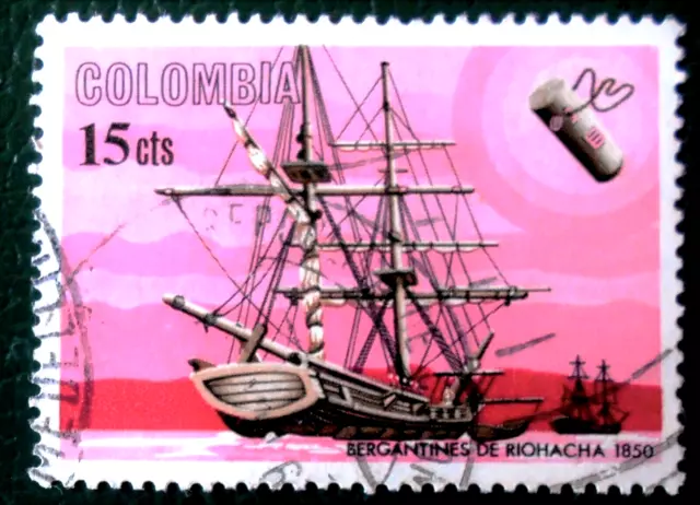 Colombia - Colombie - 1966 History of Maritime Mail 15 ¢ Brigantine used (279) -
