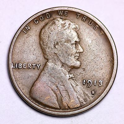 1913-S Lincoln Wheat Cent Penny LOWEST PRICES ON THE BAY!  FREE SHIPPING!