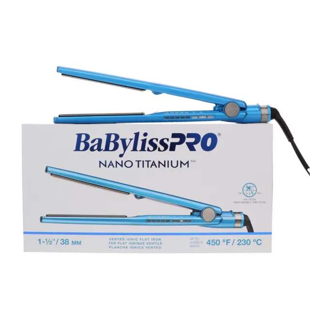 BabylissPRO Nano Titanium Vented Ionic Flat Iron, 1 1/2". Open Box