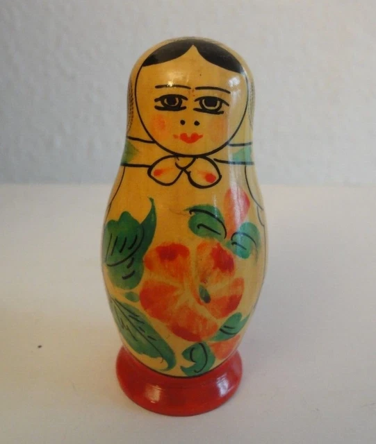 Alte Holzpuppe Matrjoschka Einzelpuppe Volkskunst Sowjetunion Vintage Matroschka
