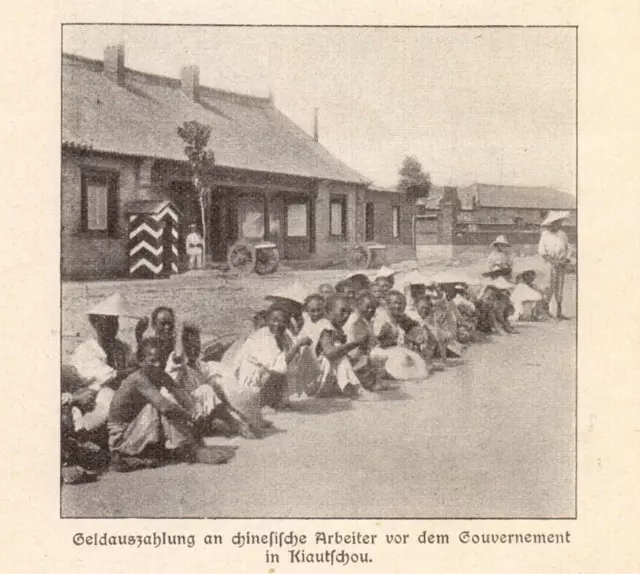 China Tsingtau Qingdao anno 1906 Geldauszahlung an Chinesen - Hist. Abb. 1906