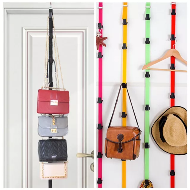 Adjustable Hooks Over Door Straps Hanger Hat Bag Coat Clothes Rack Organizer