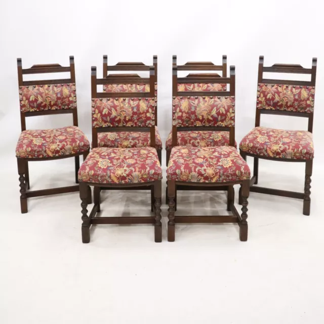 6 Old Charm Dining Chairs Tudor Brown Studded Upholstery FREE UK Delivery