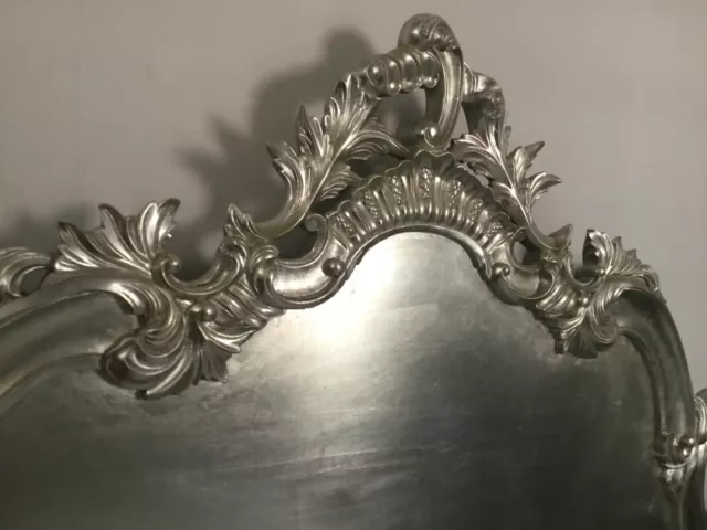 Bespoke Rococo Silver Leaf Hand Carved Mahogany Kingsize Bed  RRP 1.5K 2