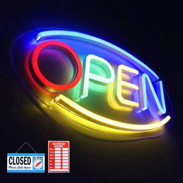 Wall Mount Electric Neon Open Sign LED Light Ultra Bright Business Store Sign