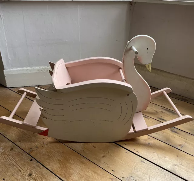 Vintage Wooden Pink Painted Child’s Rocker/Rocking Horse/Swan