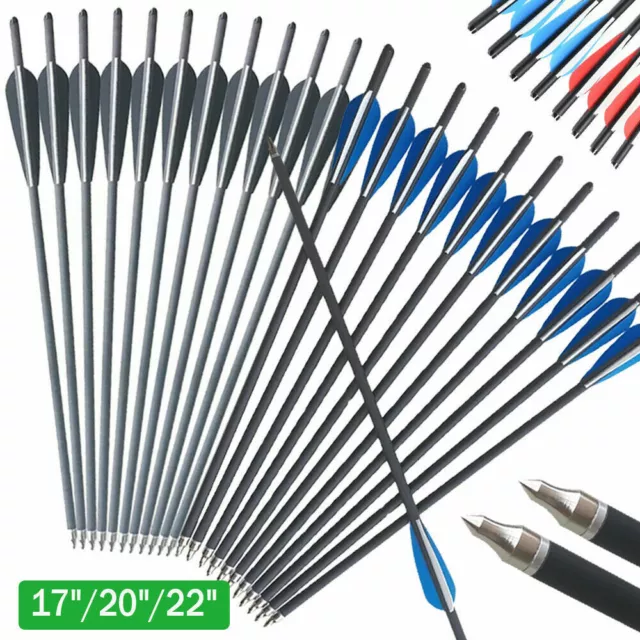 17/20 inch Archery Carbon Crossbow Bolts Half Moon Nock OD 8.8mm Arrows Hunting