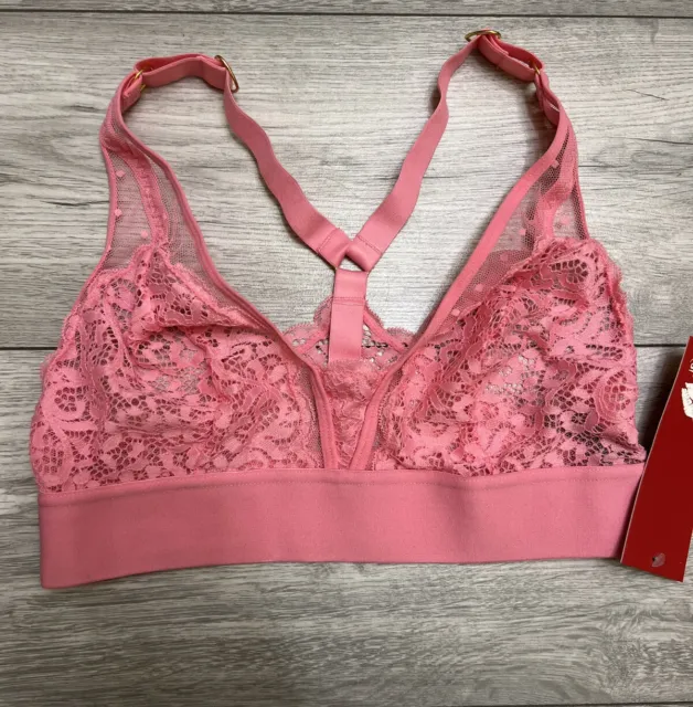 URBAN OUTFITTERS FRECKLE + Daisy Pink Floral Tie Front Bralette Size L RP  £26 £12.50 - PicClick UK