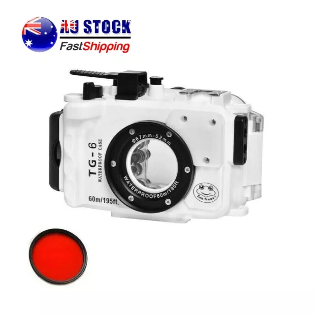 SeaFrogs 60m/195ft Underwater Camera Housing Case for Olympus TG-6-White