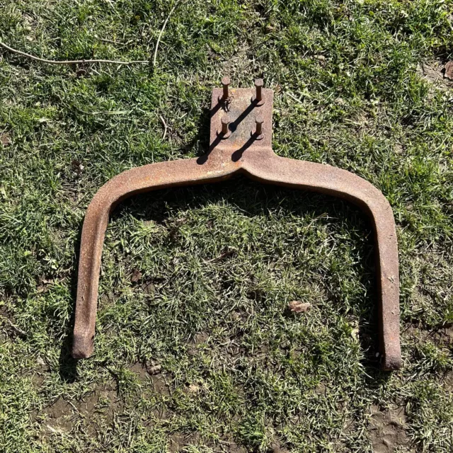 Antique Cast Iron Dinner Bell Yoke Brown School Church Farm Barn Country Decor