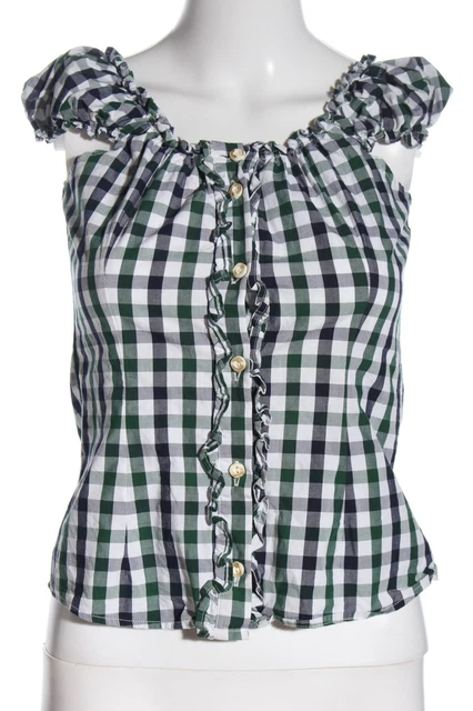 Camicia tradizionale Almsach donna taglia DE 34 bianco-verde look casual