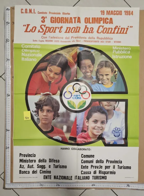 Manifesto Coni  Viterbo Lo Sport Non Ha Confini 1984 Giornata Olimpica