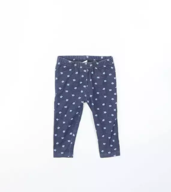 Leggings Capri blu per ragazze zoo floreali cotone taglia 6-9 mesi