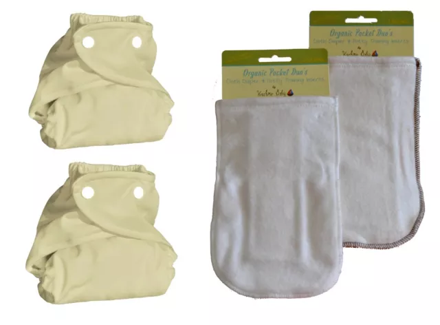 Kashmir Baby 2 Pack Bamboo Charcoal One Size Cloth Diapers, 2 Bamboo Inserts