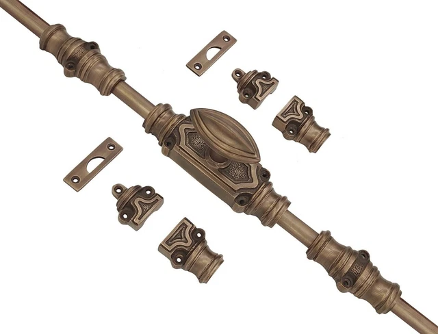 Wardrobe Door Espagnolette Bolt/Cremone Bolt Upto 9 Ft Antique Brass Unlacquered