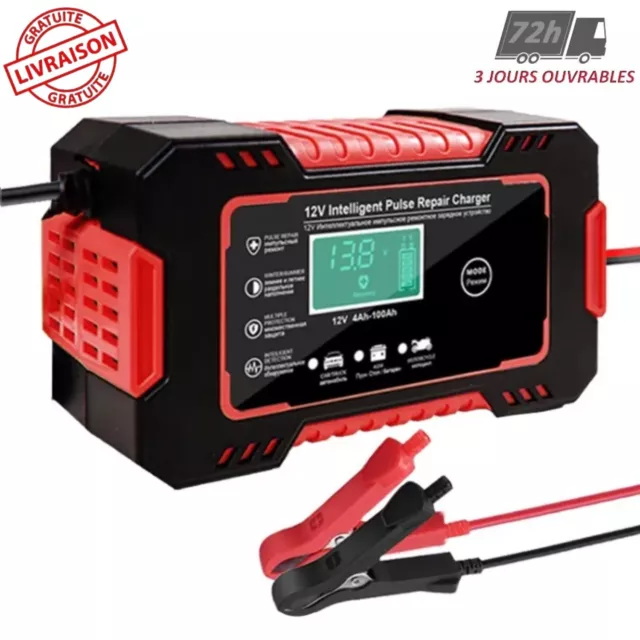 Chargeur Batterie Voiture Intelligent Écran Numérique Booster Auto Moto 12V