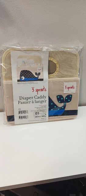 3 Sprouts UDOWHL Polyester Divided Portable Diaper Caddy with Blue Whale Design