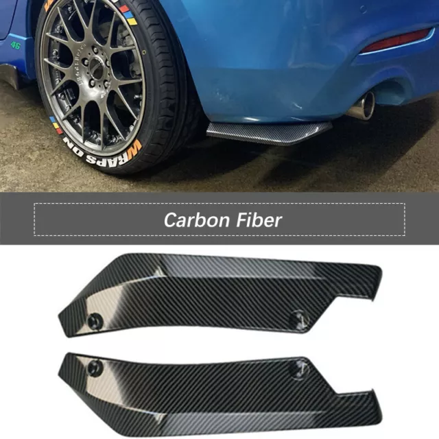 2x Universal Car Carbon Fiber Rear Bumper Lip Diffuser Splitter Canard Protector
